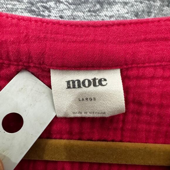 Mote Long Sleeve 3 Button V-Neck Gauze Light Weight Tunic Top Women Size Large - Picture 3 of 6